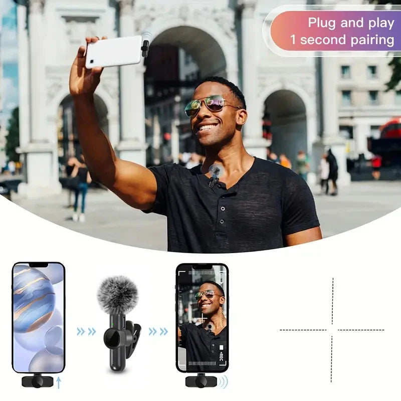Wireless Lavalier Mikrofon – Plug & Play für iPhone & Android (mit Noise Cancelling)