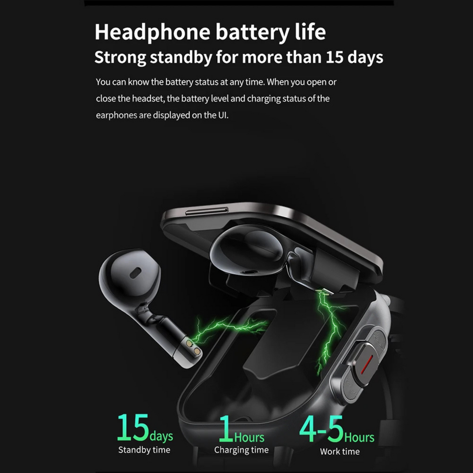 2-in-1 Smartwatch mit integrierten Bluetooth-Kopfhörern