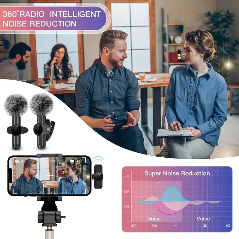 Wireless Lavalier Mikrofon – Plug & Play für iPhone & Android (mit Noise Cancelling)
