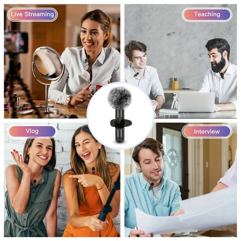 Wireless Lavalier Mikrofon – Plug & Play für iPhone & Android (mit Noise Cancelling)